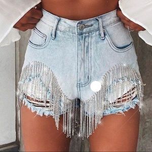 Milk + Honey Denim Rhinestone Shorts